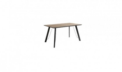 Mesa de comedor rectangular con patas metálicas de 140cm de largo y 22mm de espesor en Mallorca.