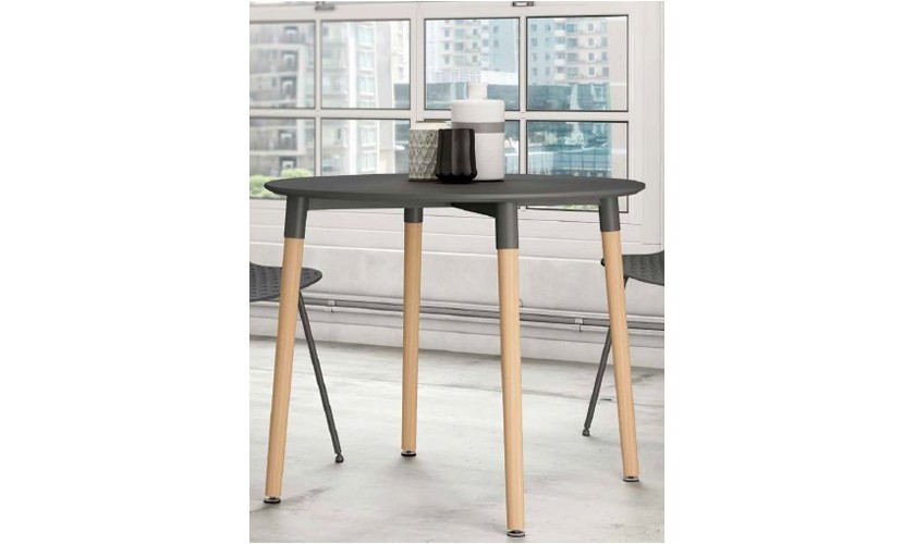 Mesa de comedor redonda de 90cm de diámetro con patas de madera