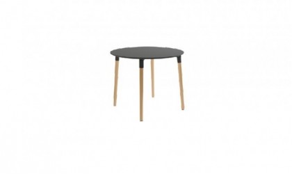 Mesa de comedor redonda de 90cm de diámetro con patas de madera