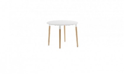 Mesa de comedor redonda de 90cm de diámetro con patas de madera