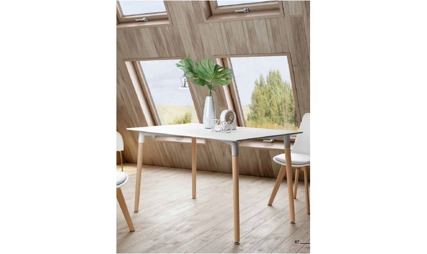 Mesa de comedor rectangular de 120cm con patas de madera
