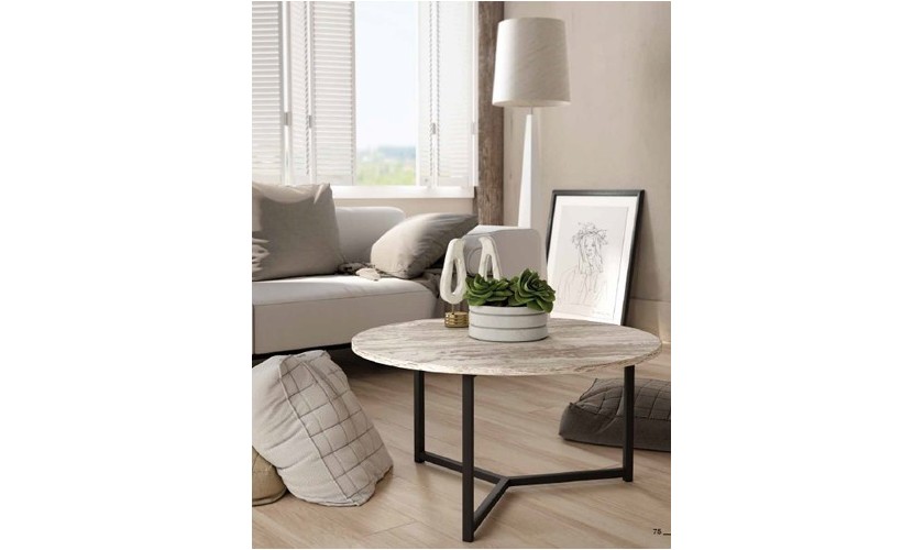 Mesa de centro redonda de 80cm de diámetro de metal negro