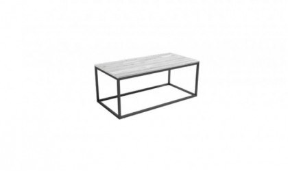 Mesa de centro rectangular con estructura de metal negro