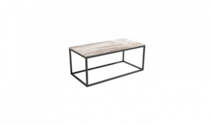 Mesa de centro rectangular con estructura de metal negro