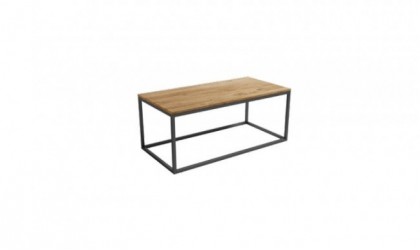 Mesa de centro rectangular con estructura de metal negro