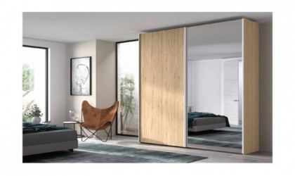 Armario de 218cm de madera color arios con perfil blanco