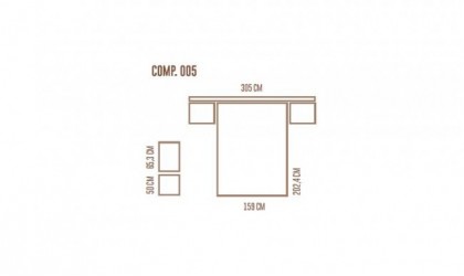 Dormitorio completo en madera blanca con dos mesitas, comoda y espejo