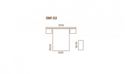 Dormitorio completo compuesto de cabecero, canapé, dos mesitas y cómoda en madera color blanco