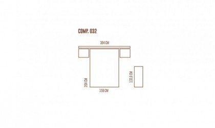 Dormitorio completo compuesto de cabecero, canapé y dos cómodas en madera blanca con acabados en varios tonos