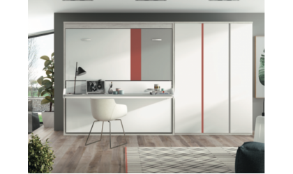 Dormitorio juvenil con cama doble abatible horizontal
