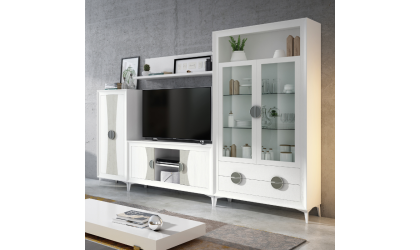 Mueble de salón modular en tonos madera