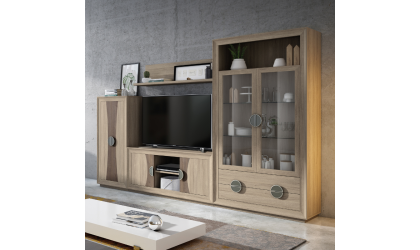 Mueble de salón modular en tonos madera