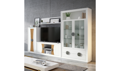 Mueble de salón modular en tonos madera