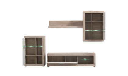Mueble de salón en blanco y roble