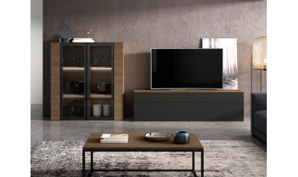 Mueble de salón moderno en colores Nómada y Petrol