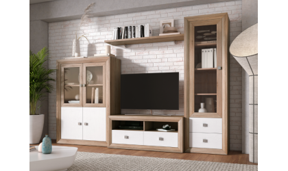Comedor modular blanco y madera
