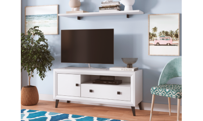 +3 Mueble de TV + estante blancos