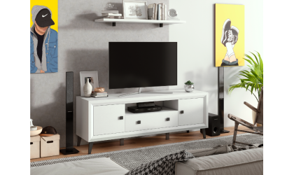 +3 Mueble de TV + estante blancos