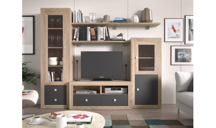 +7 Comedor doble estante colores blanco/madera/pizarra/tibet