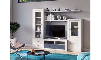 +7 Comedor doble estante colores blanco/madera/pizarra/tibet