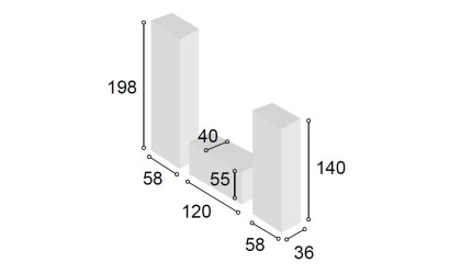 +7 Comedor doble estante colores blanco/madera/pizarra/tibet