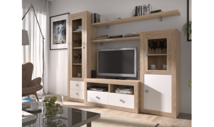 Comedor doble estante madera/blanco