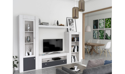 Comedor blanco/madera tibet/ pizarra