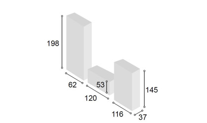 +2 Comedor bodeguero 2 puertas blanco/madera tibet/ pizarra