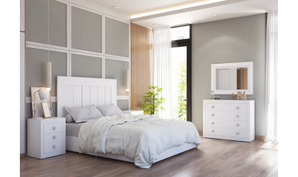 Dormitorio de matrimonio moderno con opcion de combinar colores blanco y madera