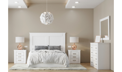 Dormitorio de matrimonio en estilo rustico blanco o madera