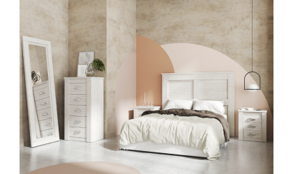 Dormitorio de matrimonio en estilo rustico blanco o madera