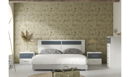 Dormitorio de matrimonio con cabecero y comoda