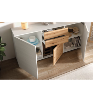 Aparador en Blanco Artik y Roble