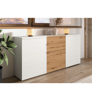 Aparador en Blanco Artik y Roble