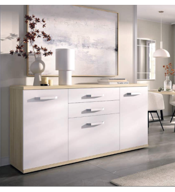 Aparador blanco con encimera roble claro 150 cm