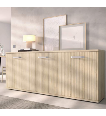 Aparador acanalado en madera natural 180 cm