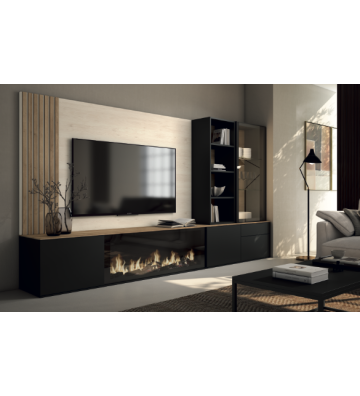 Mueble de salón con chimenea eléctrica integrada