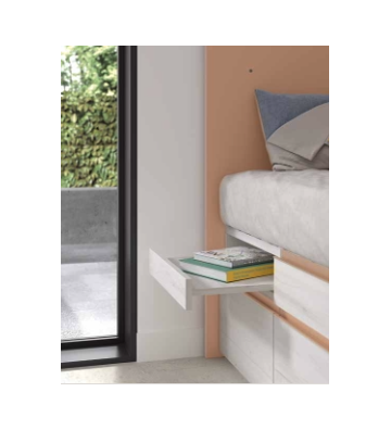 Habitación Juvenil con Cama Compacta y Librería Alta