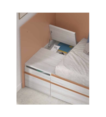 Habitación Juvenil con Cama Compacta y Librería Alta