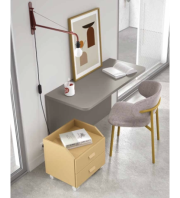 Habitación juvenil con cama compacta, escritorio y armario en esquina